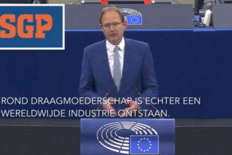 Screenshot van Bert-Jan Ruissen tijdens debat Europees Parlement